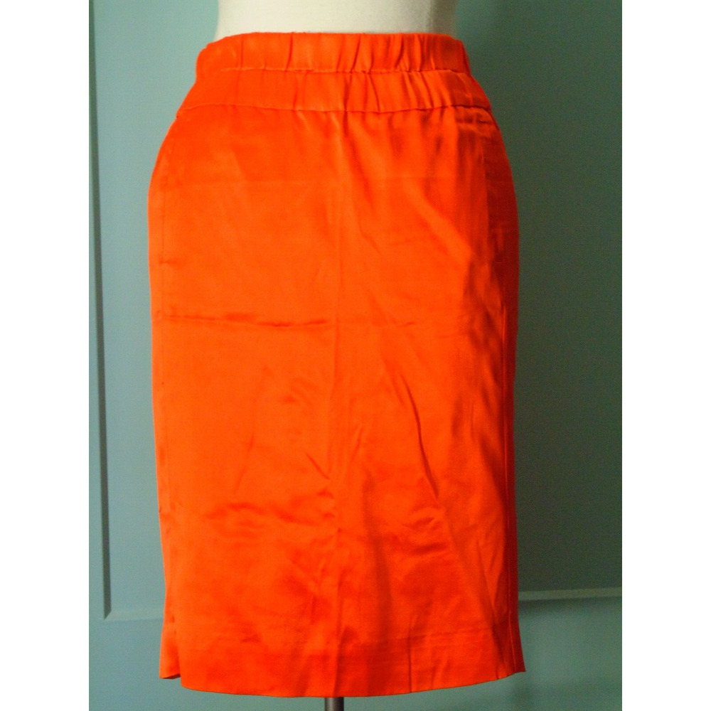 Y2K Vtg New J Crew Women's 2 Orange Silk Rave Dance Party Pencil Skirt Lined